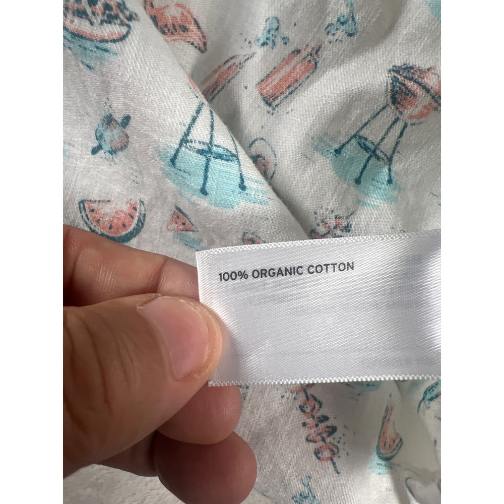 Duluth Trading Co MenMedium White BBQ Flamingo Organic Cotton Short Sleeve Shirt - Picture 3 of 10